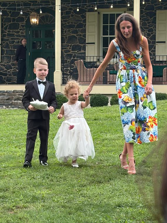 Down the lawn, before the ceremony
