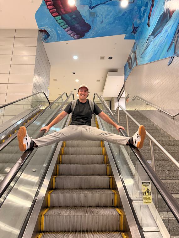 Limbering up for sixteen hours of flying