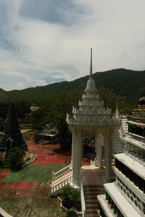 White spires above the trees