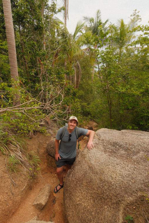 Scrambling down the far side