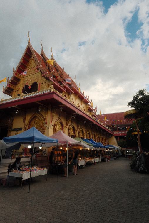 Stalls set up outside the temple